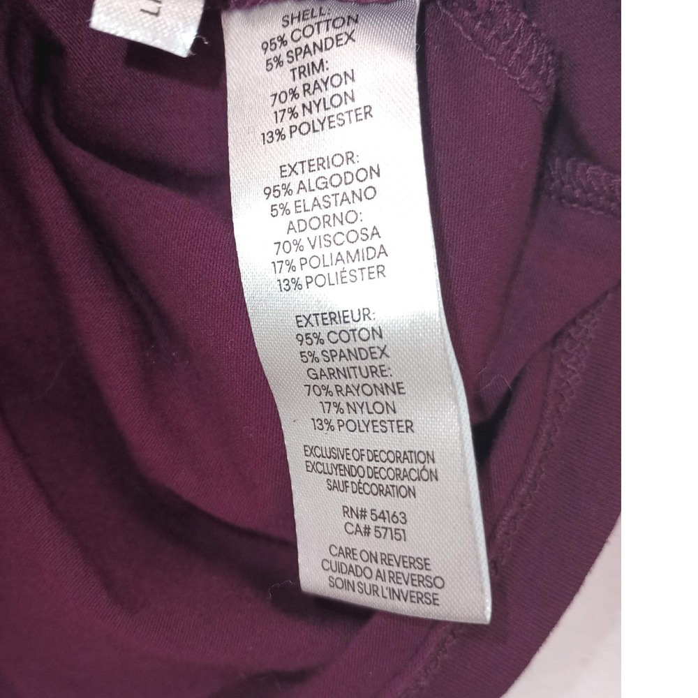 Karl Lagerfeld Paris Ruffle Sleeve Scallop Neck Top Burgundy Small Whimsigoth - Picture 7 of 7